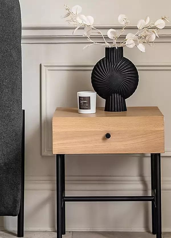 White Bedside Table with Drawer